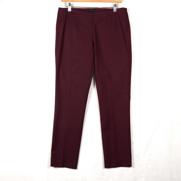 Theory Pants Womens 8 Burgundy Slim Fit Stretch Dress‎ Work Office Side Zip - Picture 1 of 6